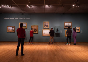 Visitors in the permanent exhibition of the Van Gogh Museum
