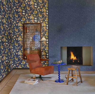 Woonkamer met BN Walls bloemenbehang