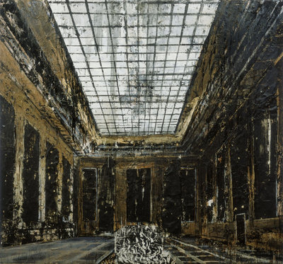 Anselm Kiefer, Innenraum, 1981, 287.5 x 311 cm, oil, acrylic and paper on canvas. Stedelijk Museum Amsterdam