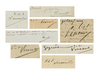 Compilatie van Vincents handtekeningen