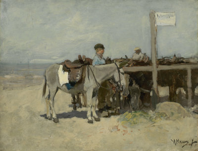 Painting: Donkey Stand on the Beach at Scheveningen by Anton Mauve