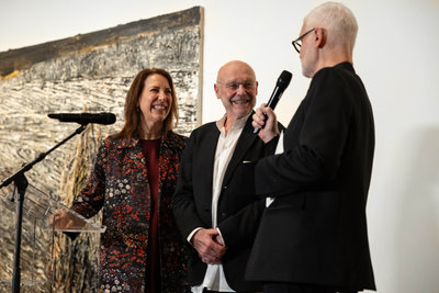 Emilie Gordenker (director Van Gogh Museum), Anselm Kiefer, Rein Wolfs (director Stedelijk Museum Amsterdam). Photo: Maarten Nauw