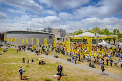 Sunflower Art Festival at Museumplein to celebrate the Van Gogh Museum's 50th anniversary on 2 June 2023. Photo: XSAGA