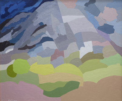 Etel Adnan, Mount Tamalpais, 1985, Oil on canvas, 148 x 125 cm, The Sursock Museum, Beirut. 