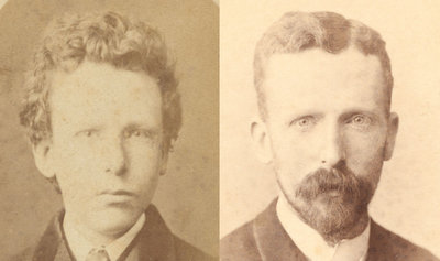 Left: Before identified as Vincent van Gogh, aged 13. After research identified as Theo van Gogh, aged 15. Photograph: B. Schwarz, Brussels, Van Gogh Museum, Amsterdam (Vincent van Gogh Foundation). Right: Theo van Gogh, aged 32. Photograph: Woodbury & Page, Amsterdam, Van Gogh Museum, Amsterdam (Vincent van Gogh Foundation)