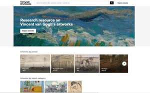 Screen capture of the Van Gogh Worldwide homepage on 5 November 2020