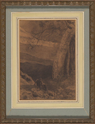 Odilon Redon, Landschap, 1865, in originele lijst