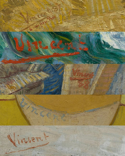Details of paintings with Vincent van Gogh's signature