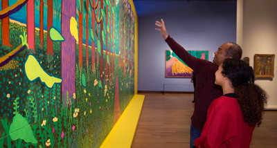 Visitors in the Exhibition Hockney/Van Gogh: The Joy of Nature