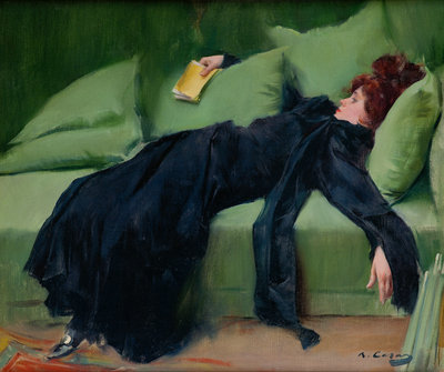 Ramon Casas, Decadent Young Woman (After the Dance), 1899, Oil on canvas, 46 × 56 cm, Museo de Monserrat, Barcelona, donation Josep Sala Ardiz, 1980