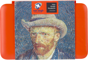 Orange Water Colour Pocket Box by Royal Talens x Van Gogh Museum featuring Van Gogh's Self-Portrait with grey felt hat