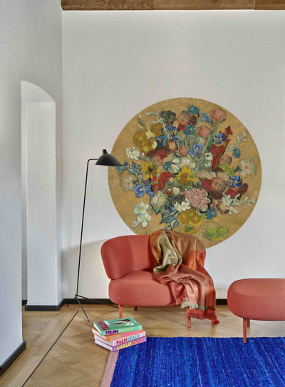 Woonkamer met BN Walls bloemenbehang