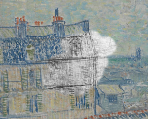 Detail of a painting as can be seen in the app Unravel van Gogh