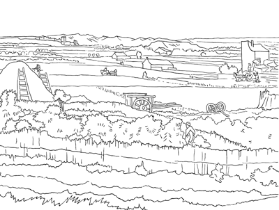 Colouring Page The Harvest Vincent van Gogh