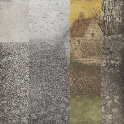 Camille Pissarro, 'The Old Cottage', 1879. Aquatint, 1st state of 7; etching, aquatint and soft-ground etching, 2nd state of 7; colour etching, aquatint and soft-ground etching, 6th state of 7; etching, aquatint and soft-ground etching, 7th state of 7. Van Gogh Museum, Amsterdam (purchased with support from the BankGiro Loterij, the Vincent van Gogh Foundation and The Yellow House members)