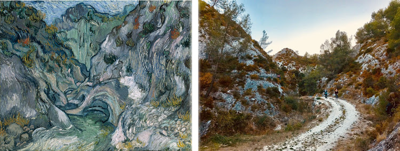 Photo of a mountain path eroded by a stream near the institution in Saint-Rémy.