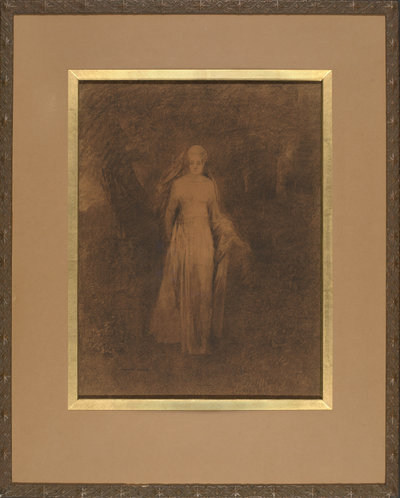 Odilon Redon, The girl in the Woods, c. 1870-1872, in the original frame